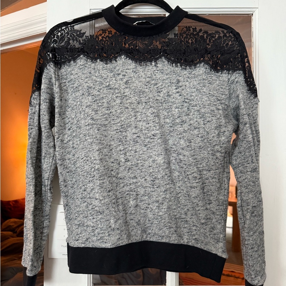 Sandro Paris Lace & Knit Sweatshirt – Size 1 (Fits Small/Medium)